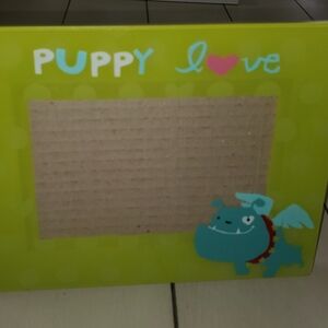 Picture Frame - Stand-Up - "Puppy Love" - Light Green - 6.5"T x 8.5"W (Photo Siz